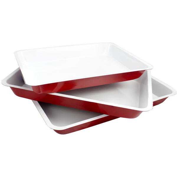 Set of 3 Eco-friendly Eco-Cook Non-Stick Ceramic Low Profile Rectangular Baker