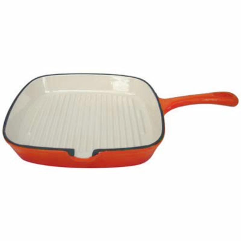 24cm Cast Iron Grill Pan - Orange