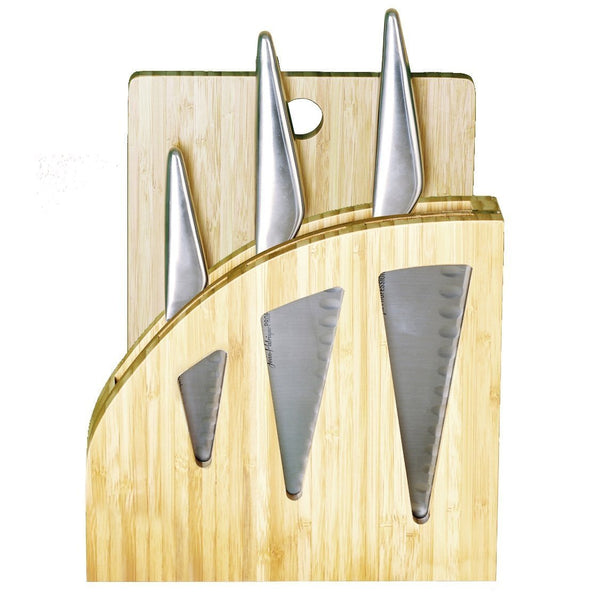 Chopaholic Oriental 3 Piece Chef's Knife Set with Professional Bamboo Knife Block and Chopping Board