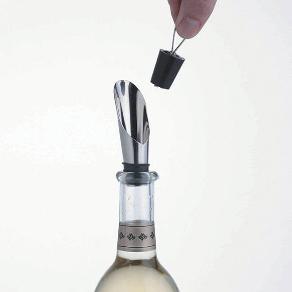 BarCraft Stainless Steel Wine Pourer with Stopper