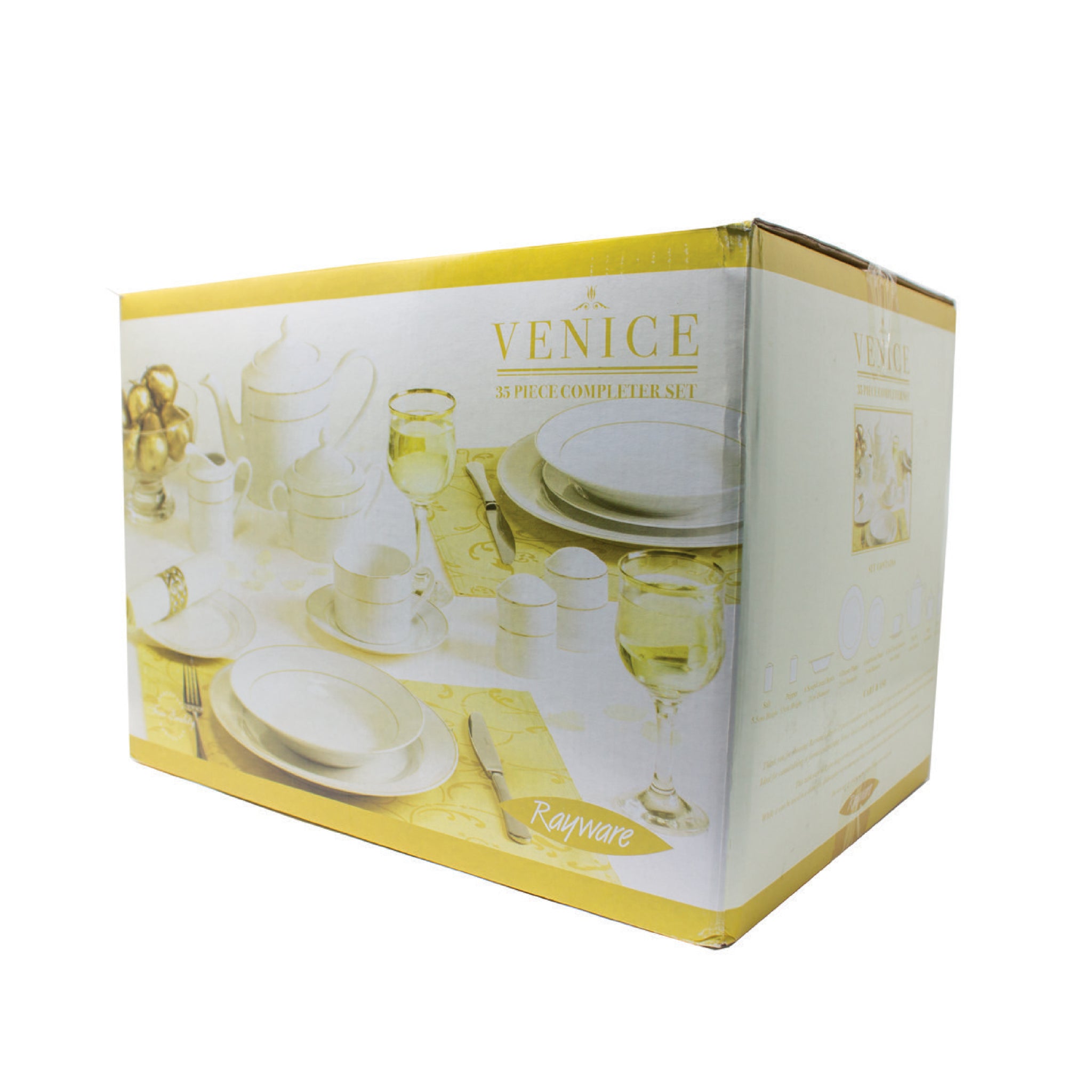 Venice 35 Piece Complete Dinner & Tea Set Gold