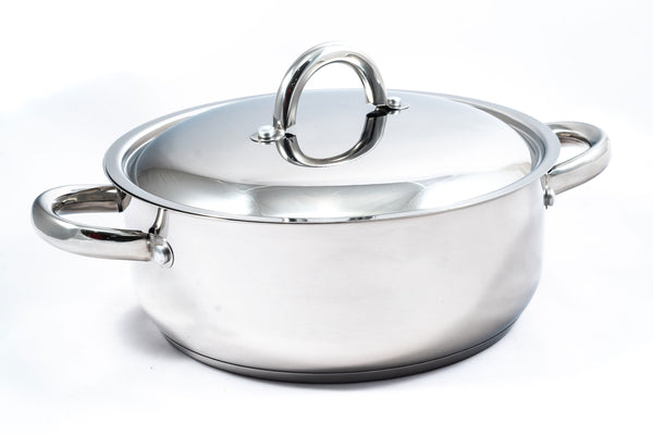 Stainless Steel Low Casserole Pan - 24cm