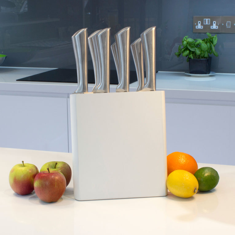 7 Piece Knives & White Block Set Jean Patrique Professional Cookware