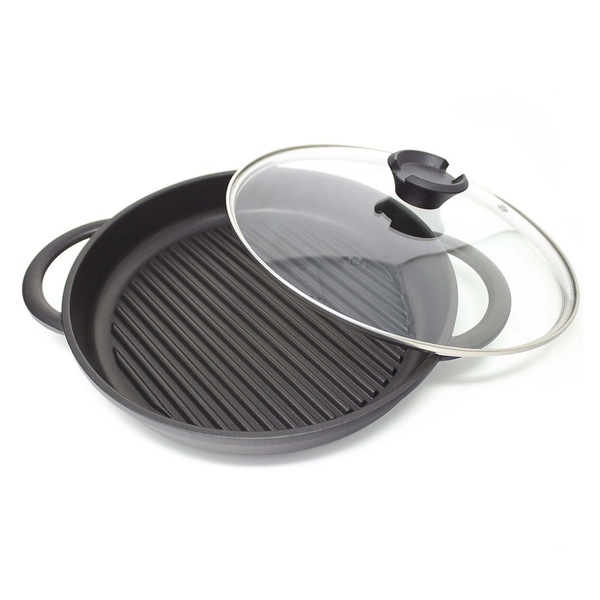 The Whatever Pan Cast Aluminium Griddle Pan with Glass Lid